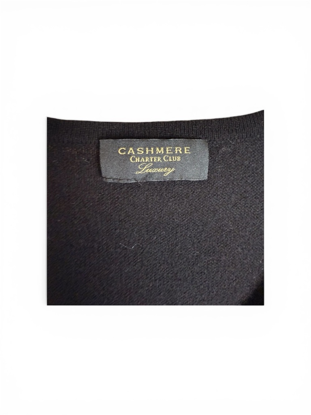 100% Cashmere Charter Club Black V-Neck Sweater - Picture 6 of 9
